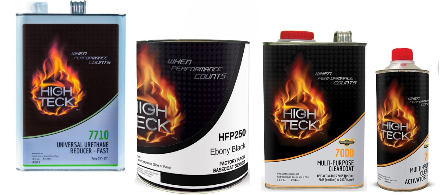 WA8555, Negro Ébano, Kit Completo de Pintura para GM: Capa Base (gl), Reductor (gl), Transparente 7000 (gl), Activador Lento/Medio/Rápido (qt)