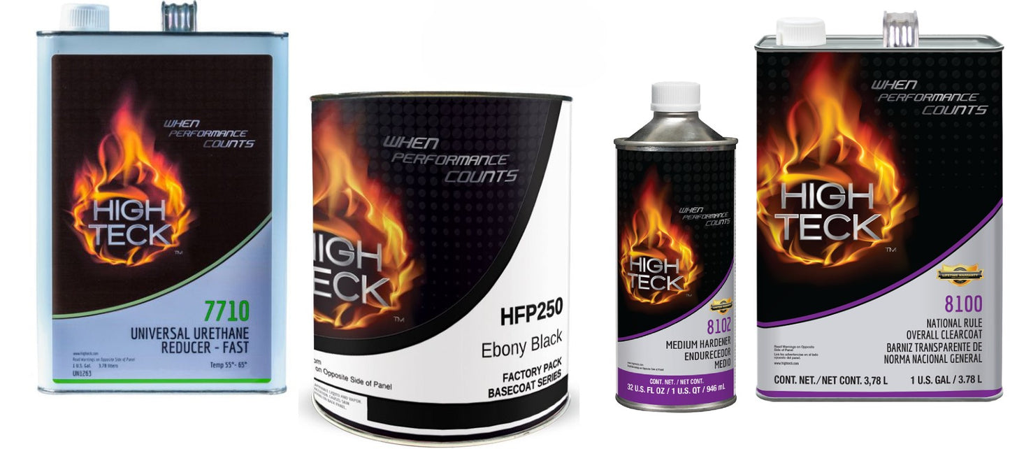 WA8555, Ebony Black, Full Paint Kit: Basecoat (gl), 8100 Clear (gl), W/ Activator (qt), Reducer (gl)