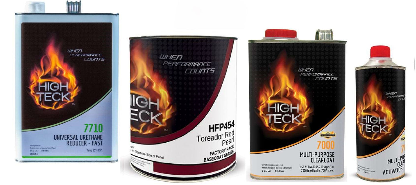 Ford FL, Torredor Red, Full Paint Kit for GM: Basecoat (gl), Reducer (gl), 7000 Clear (gl), Slow/Medium/Fast Activator (qt)