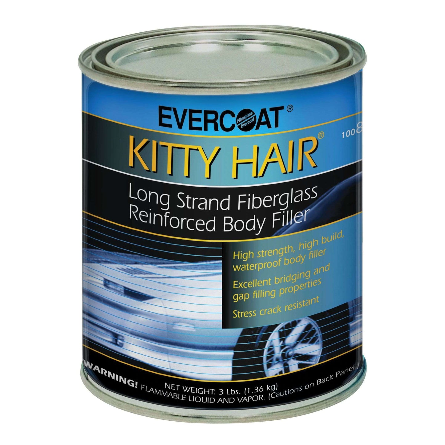 EVERCOAT® KITTY HAIR® 100868 Long Strand Fiberglass Reinforced Body Filler, 1 qt Can, Paste, Long Strand