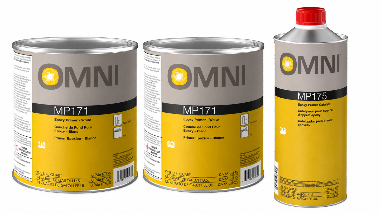 PPG Omni MP171 white epoxy primer kit with two quarts of primer and one quart of MP175 catalyst