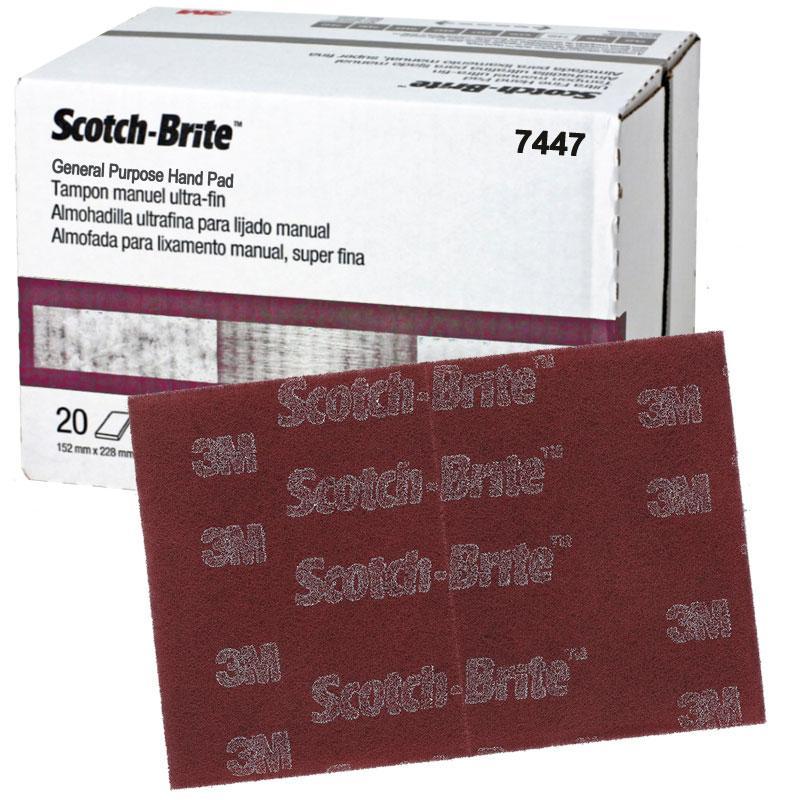 Scotch-Brite™ 64926, Non-Woven Hand Pad, 6", A Very Fine Grade, Maroon - Auto Color