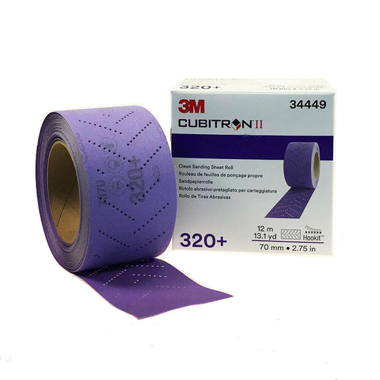 3M Cubitron II, 34449, 320+ Clean Sanding Sheet Roll Hookit™ - Auto Color