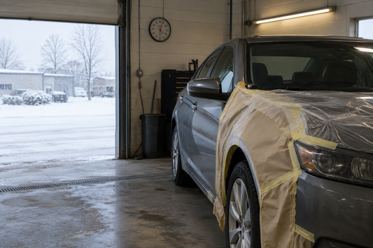 Car Repair on Snowy Day