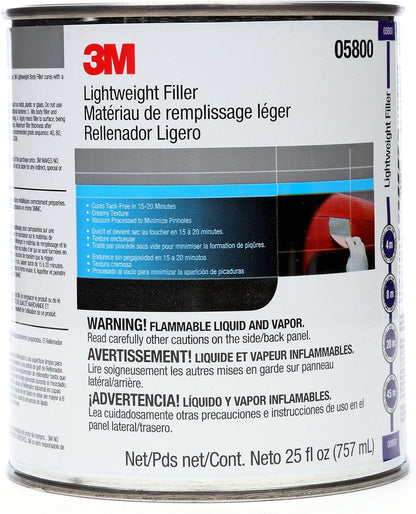 3M 05800 white lightweight body filler for automotive dent ding and body repair Qt