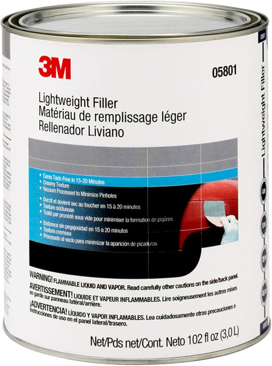 3M Lightweight Body Filler, 05800, White, Repairs Dents, Dings for Automotive