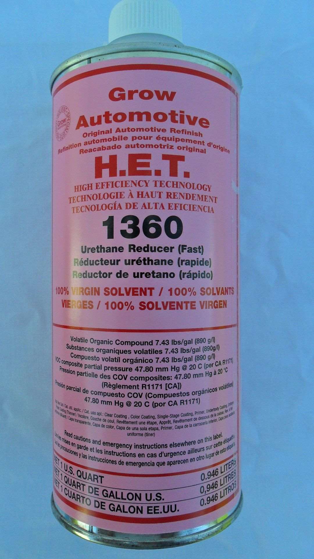 Grow Automotive 1360, Universal Fast Dry Urethane Reducer (qt) – Auto Color