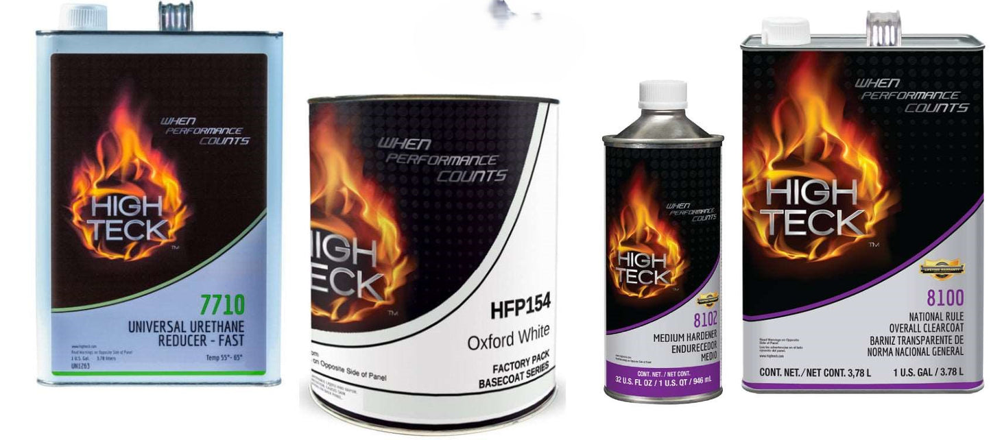 Kit completo de pintura Ford YZ Oxford White: capa base (gl), transparente 8100 (gl), activador 8102 (qt), reductor (gl)