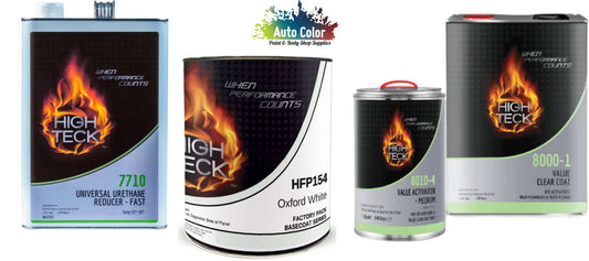 Ford YZ Oxford White Full Paint Kit for GM: Basecoat (gl), Clear (gl), Activator (qt), Reducer (gl)