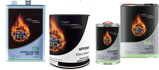 WA8555, Ebony Black, Full Paint Kit for GM: Basecoat (gl), Clear (gl), Activator (qt), Reducer (gl)