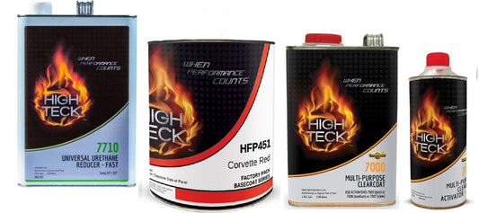 GM WA9075, Corvette Red, Full Paint Kit for GM: Basecoat (gl), Reducer (gl), 7000 Clear (gl), Slow/Medium/Fast Activator (qt)