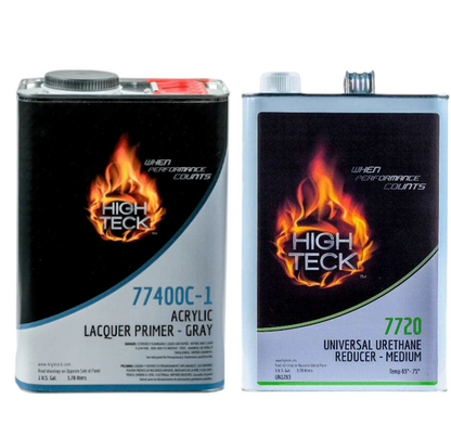 High Teck 77400C gray primer surfacer gallon with medium speed reducer gallon bundle for automotive refinishing