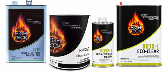 WA8555, Ebony Black, Full Paint Kit: Basecoat (gl), 8030 ECO Clear (gl), W/ Activator (qt), Reducer (gl)