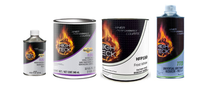 Quart basecoat and clearcoat automotive paint kit with basecoat clearcoat activator and reducer for refinishing projects