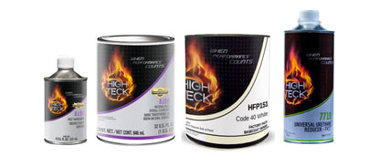 Quart basecoat and clearcoat automotive paint kit with basecoat clearcoat activator and reducer for refinishing projects