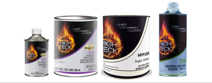 Quart basecoat and clearcoat automotive paint kit with basecoat clearcoat activator and reducer for refinishing projects