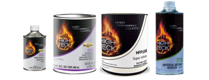 Quart basecoat and clearcoat automotive paint kit with basecoat clearcoat activator and reducer for refinishing projects
