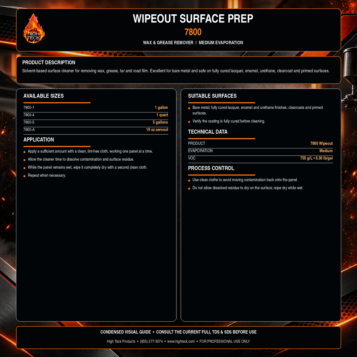 High Teck™ 7800, Surface Preparation Wipe Out Wax