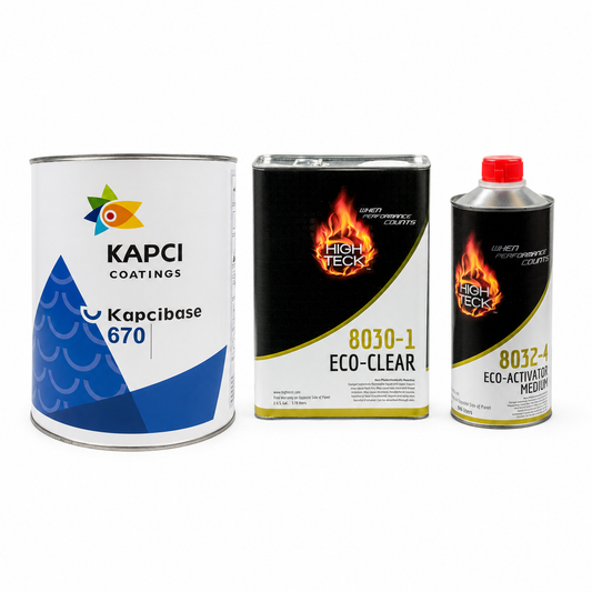 WA8555, Negro Ébano, Kit Completo de Pintura para GM: Capa Base (gl), Transparente (gl), Activador (qt), Reductor (gl)