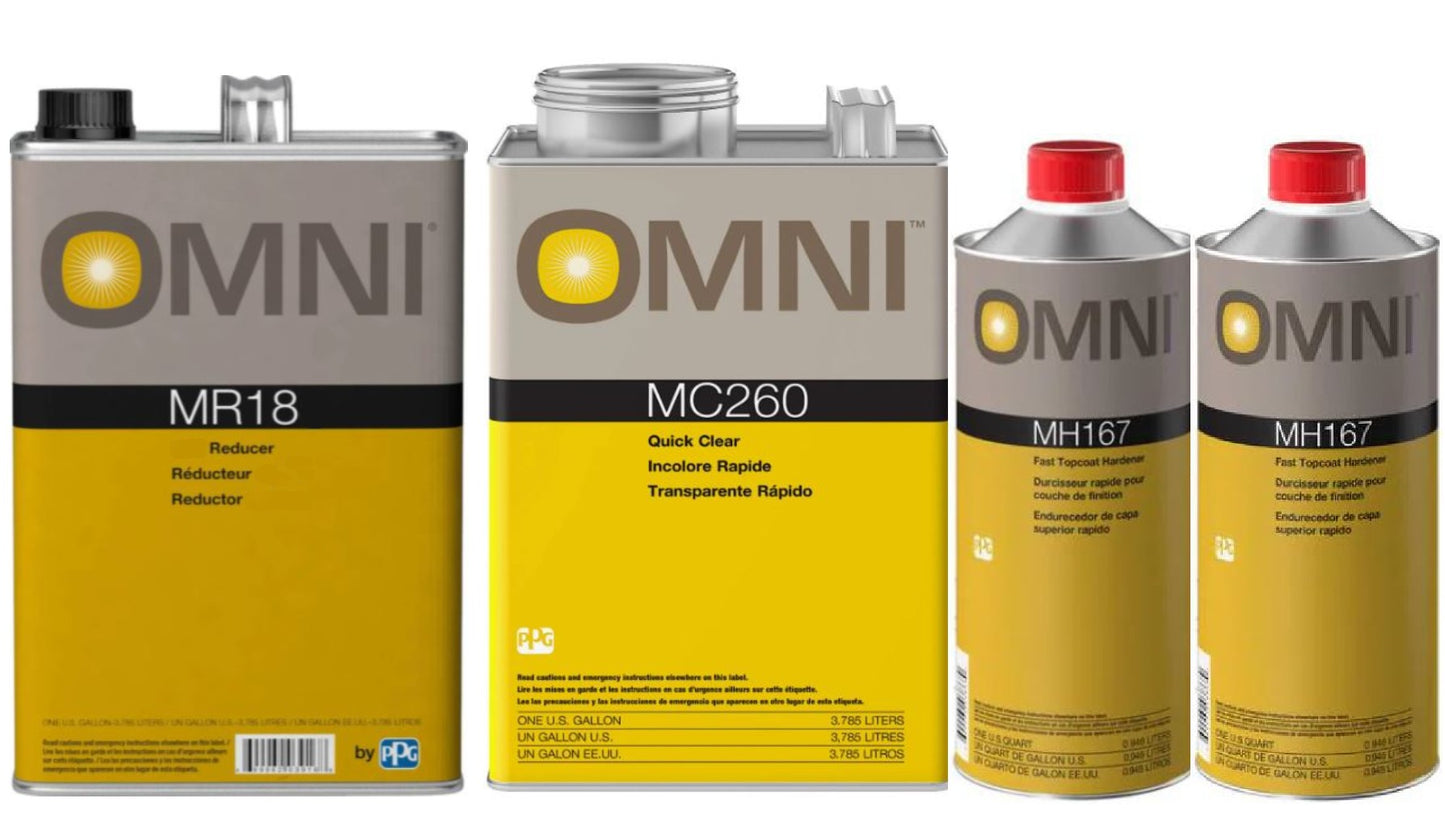 OMNI Complete Automotive Paint Kit: Reducer, Clear & Activator (Gallon Kit)