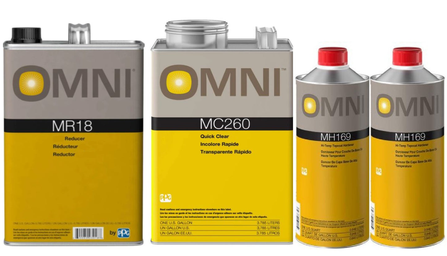 OMNI Complete Automotive Paint Kit: Reducer, Clear & Activator (Gallon Kit)