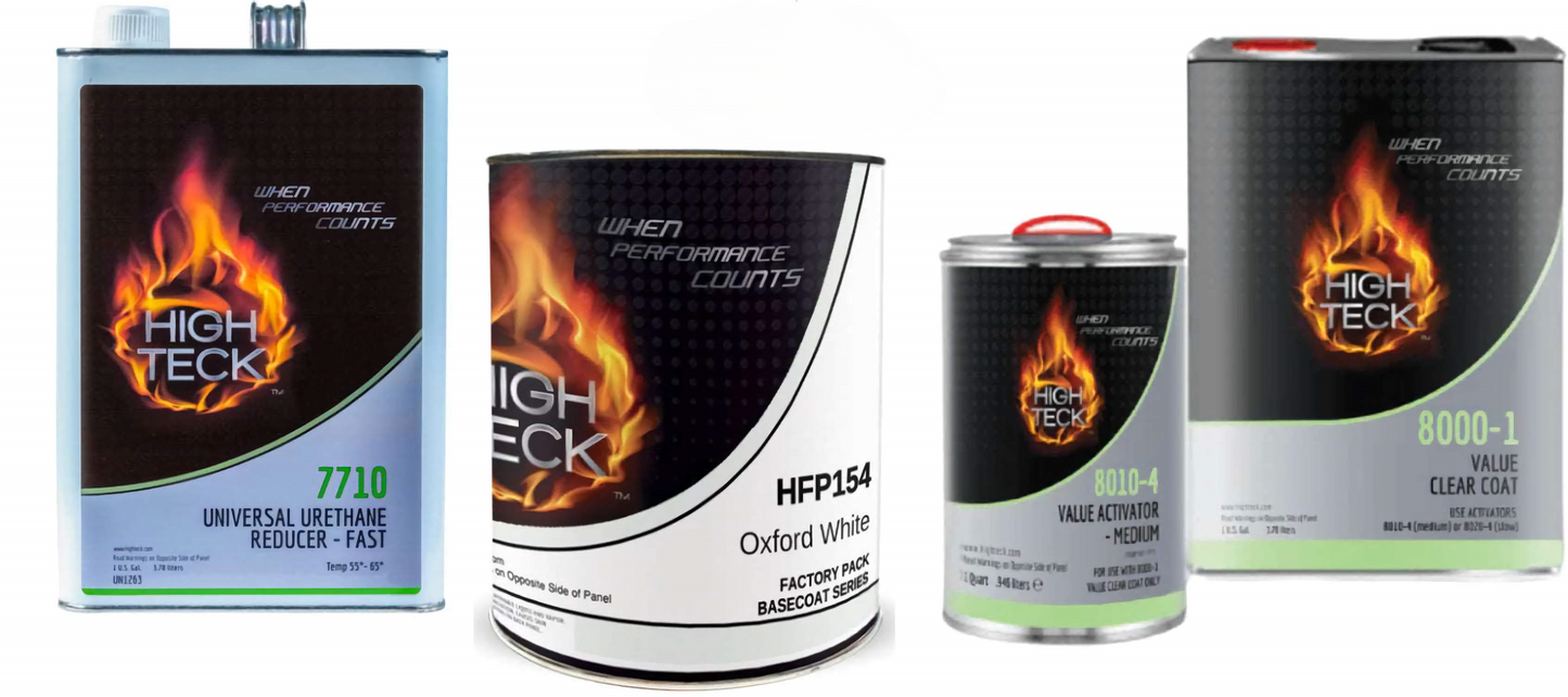 Kit completo de pintura Ford YZ Oxford White para GM: capa base (gl), transparente (gl), activador (qt), reductor (gl)