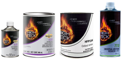 Quart basecoat and clearcoat automotive paint kit with basecoat clearcoat activator and reducer for refinishing projects