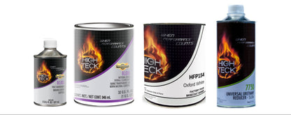 Quart basecoat and clearcoat automotive paint kit with basecoat clearcoat activator and reducer for refinishing projects
