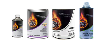 Quart basecoat and clearcoat automotive paint kit with basecoat clearcoat activator and reducer for refinishing projects