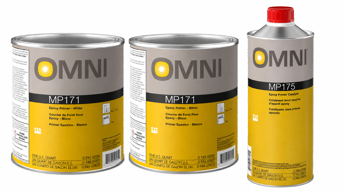PPG Omni MP171 white epoxy primer kit with two quarts of primer and one quart of MP175 catalyst