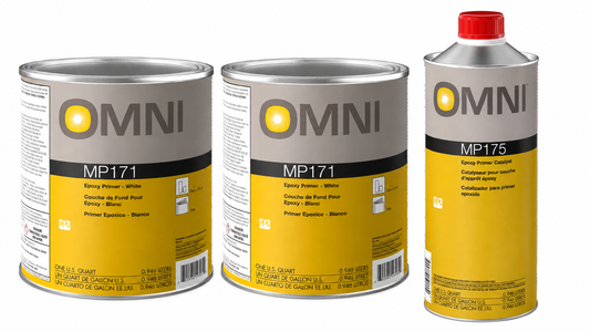 PPG Omni MP171 white epoxy primer kit with two quarts of primer and one quart of MP175 catalyst
