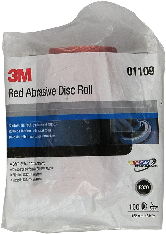 3M 01109, Red Abrasive Disc Roll, P320 - Auto Color