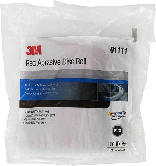 3M 01111, Red Abrasive Disc Roll, P220 - Auto Color