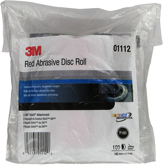 3M 01112, Red Abrasive Disc Roll, P180 - Auto Color