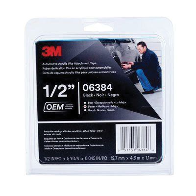3M 06384, Black Automotive Acrylic Plus Attachment Tape, 5 yd x 1/2" - Auto Color