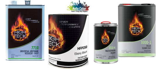 WA8555 Ebony Black Full Paint Kit for GM: Basecoat (gl), Clear (gl), Activator (qt), Reducer (gl)