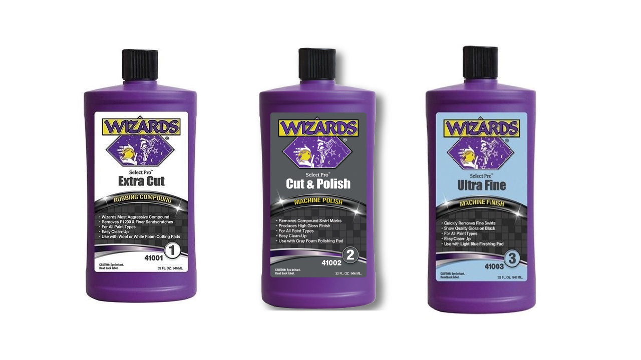 WIZARDS® Compound, Polish & Machine Finish Kit: 41001, 41002 & 41003 ...