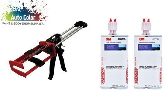 3M™ 08115 & 08571 Kit: 2-Part Panel Bonding Adhesive, 200mL Cartridge (2pk) & Applicator Gun - Auto Color