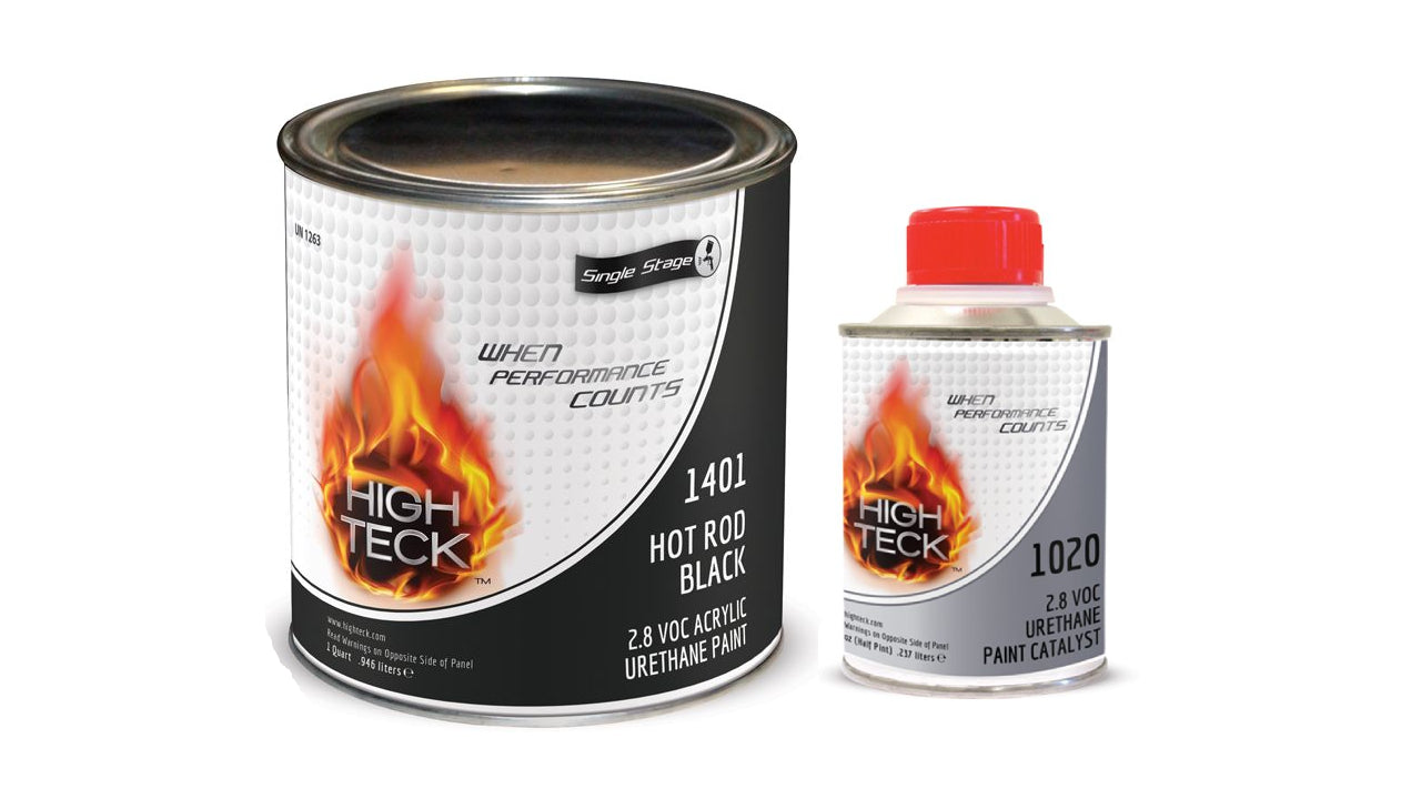 High Teck 1401 & 1020, Hot Rod Black (Single Stage) (1qt) w/Urethane Paint Catalyst (1/2pt) - Auto Color