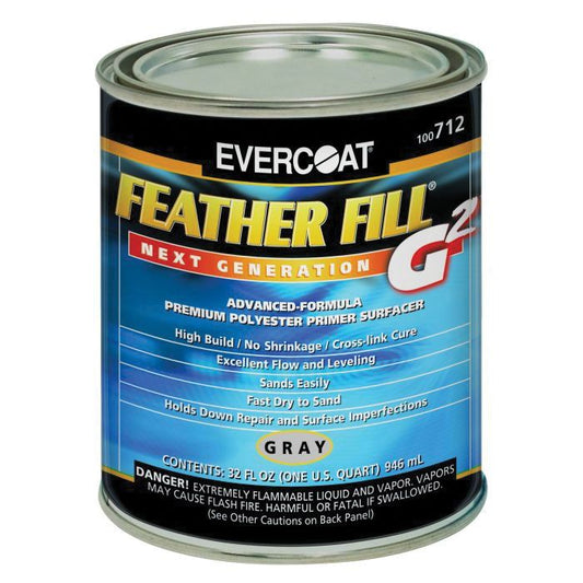EVERCOAT® FEATHER FILL® G 2™ 100712 High-Build Polyester Primer Surfacer, 1qt, Gray, High-Build - Auto Color
