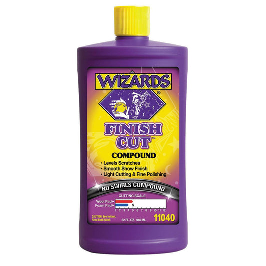 WIZARDS® FINISH CUT™ 11040 One Step Compound, 32 oz Bottle, High-Gloss, Off-White, Liquid - Auto Color